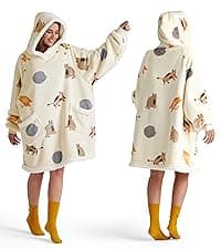 Bedsure Blanket Hoodie, Wearable Blanket for Adults & Kids as Gifts for Women Men, Birthday Gifts for Women Mom Girl Sherpa Oversized Hoodie, Grey, Standard