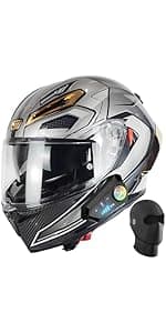 Womens Motorcycle Helmet with Bluetooth - DOT Modular Motorcycle Helmets with Dual Visor, Flip Up Full Face Purple Helmet with Speaker and Mic