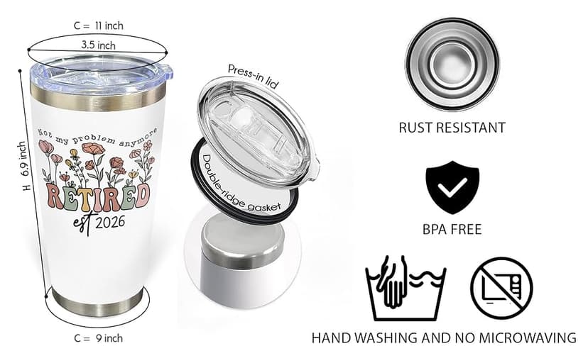 Happy Retired Farewell Party Gift for Coworker, Teacher, Nurse, Boss or Friend, Funny Stainless Steel Mug Coffee Retirement Gift for Woman 2026, Retired Tumbler, Not My Problem Anymore Cup B0D1FV94BK