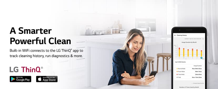 LG CordZero Cordless Stick Vacuum, 2 Batteries, 120 Min Run Time, Powerful Cleaning for Carpet, Hard Floors & Pet Hair, Lightweight, High-Capacity Dust Bin, 10-Year Motor Warranty, A926KSM (Renewed)