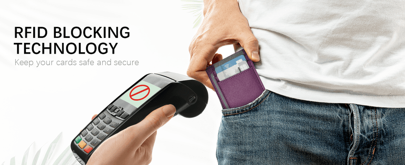 Travelambo Slim Wallet Front Pocket Minimalist Leather RFID Blocking Medium Size