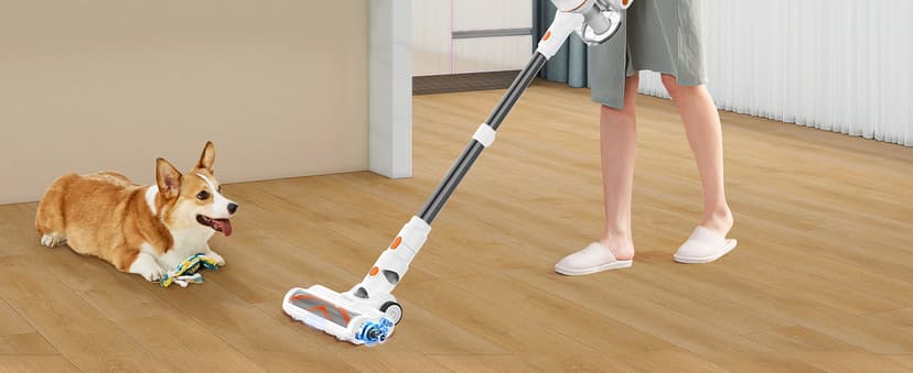 Tikom V500 Cordless Vacuum Cleaner for Home, 40000Pa/450W Stick Vacuum with LED Touch Screen, Charging Wall Dock, Anti-Tangle, Lightweight Handheld Vacuum for Pet Hair, Hard Floor, Carpet