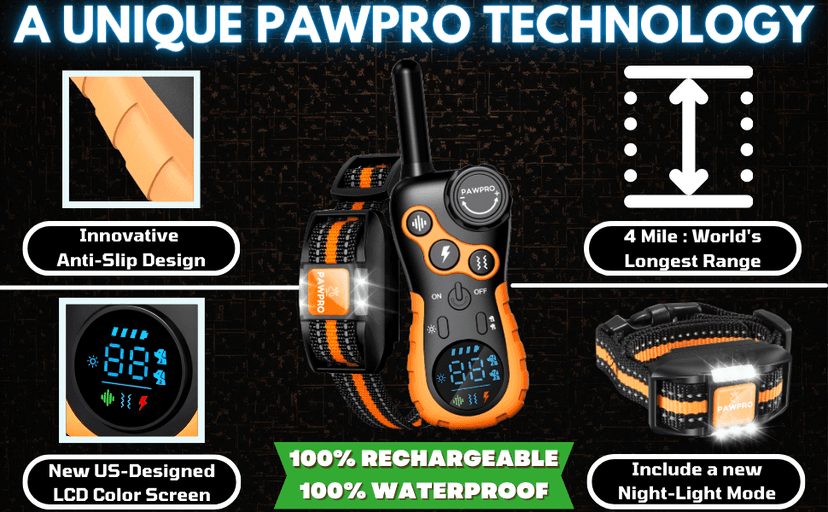 Dog Shock Collar with Remote, Unmatched 4-Mile Range, Night-Light Mode, Training Guide Included, 124 Training Levels & 4 Modes, Beep Vibration Shock, Waterproof Rechargeable, Fits All Dogs (1 Collar)