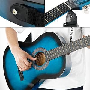 ZENY 38 inch Acoustic Guitar Full Size Beginners Package Kit for Right-handed Starters Kids Music Lovers w/Case, Strap, Pitch Pipe and Pick (Blue)
