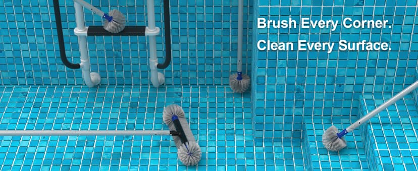 Poolvio 5-in-1 Pool Cleaning Kit - Includes Semi-Deep Skimmer Net, Aluminum Leaf Rake, 20' Pool Brush with 13ft Adjustable Pole