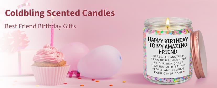 Best Friends Birthday Gifts for Women Friendship - Funny Sister Birthday Gifts for Friend Female BFF Bestie Gift for Women, Vanilla Cake Scented Bday Candles Happy Bday Decorations
