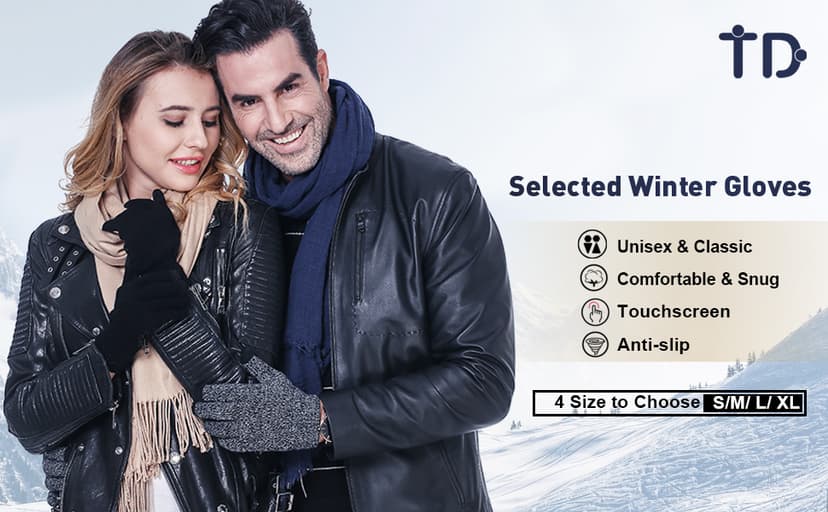 TRENDOUX Winter Gloves for Men Women - Upgraded Touch Screen Cold Weather Thermal Warm Knit Glove for Running Driving Hiking