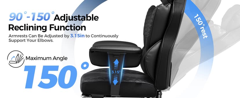 COMHOMA Big and Tall Office Chair Heavy Duty Gaming Chair with Deluxe Embossing Leather High Back Wider Ergonomic Computer Chair with Foot Rest 150°Reclining Pocket Spring Lumbar Support