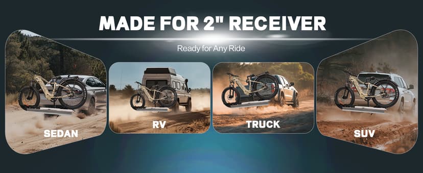 Hitch Mount Single Bike Rack with Ramp for Electric Bike, 100 lbs. Capacity Bike Carrier for Truck, Trailer, RV, SUV