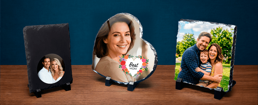 Customized Photo on Natural Slate Stone — an Anniversary or Birthday Keepsake Gift for Women, Mom, Wife, Her, Dad or Family. ArtPix Personalized Slate Picture Frame - Custom Photo Gift Anniversary B0DNKR7K1S