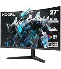 KOORUI 25 Inch Curved Gaming Monitor 240Hz FHD 1080P Computer Monitor, 1500R 1ms MPRT Display, Adaptive Sync, 90% DCI-P3,HDR, Eye Care, Tilt Adjustable, VESA 75x75mm, Black,G2511XC