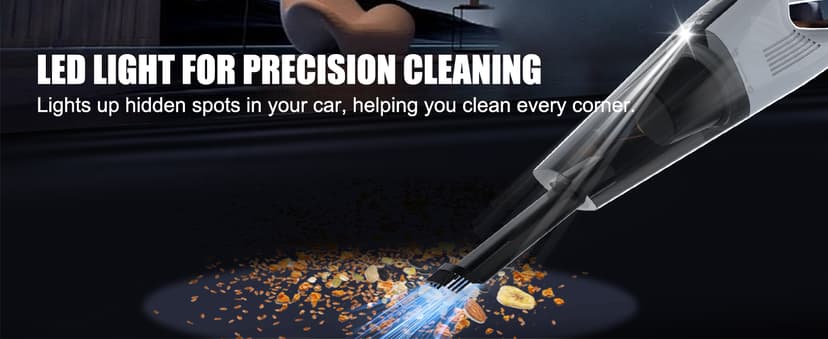 VACDRIVE Car Vacuum Handheld Cordless Car Vacuum Cleaner for Drivers, Office, Home & Pet Hair, with True Brushless Motor, Ultra-Strong Suction, Rechargeable Battery&Big Dust Cup, Type-C Fast Charging