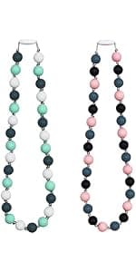 Sensory Toys for Kids Babies Toddlers 4 Pack, P Shape Baby Teething Toys for 3-6 6-12 Months Oral Motor Stimulation, Sensory Chew Toys for Autistic Children, Silicone Chewy Necklaces for Kids Adults