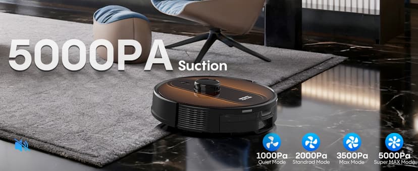 Robot Vacuum and Mop with Mapping: 5000Pa Self Emptying Robotic Vacuum with LIDAR Navigation,3-in-1 Robot Vacuum for 90 Days Hands-Free Cleaning, Alexa/APP Control Ideal for Pet Hair Hard Floor Carpet
