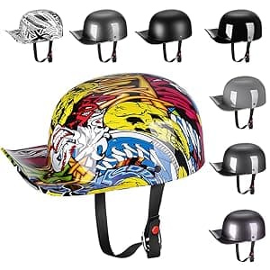 Yesmotor Baseball Motorcycle Helmet Half Cap for Bike Cruiser Chopper Moped Scooter- Dot Approved