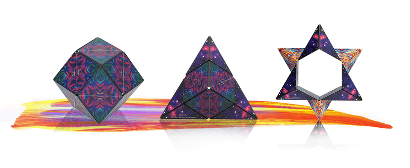 Shashibo Shape Shifting Box - Award-Winning Fidget Toy w/ 36 Rare Earth Magnets - Fidget Cube Transforms Into Over 70 Shapes, Sensory Toy Gift for Kids, Teens, and Adults (Spaced Out)