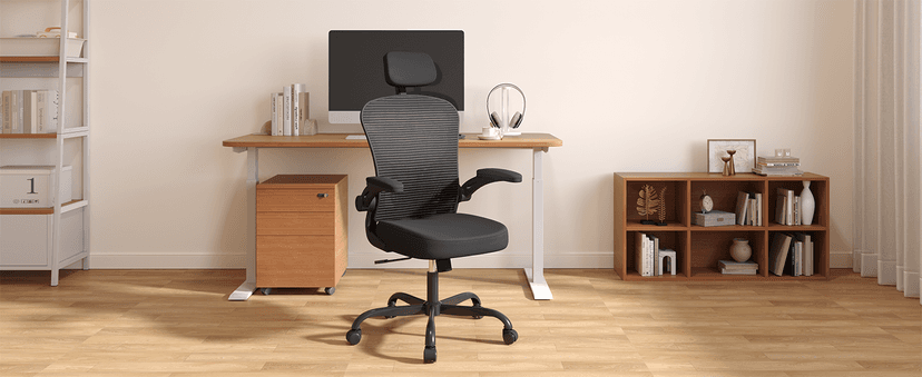 Office Chair Ergonomic Desk Chair, 330LBS Capacity, High Back Computer Chair for Long Hours Comfortable, Rolling Swivel Executive Task Chair for Home Office with Flip-up Armrests, Black
