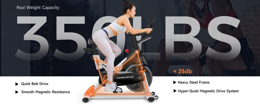 POOBOO Magnetic Exercise Bike, Quiet Stationary Bike with App and 350lbs Weight Capacity, Indoor Cycling Bike with LCD Monitor and Tablet Holder, Heavy Duty Workout Bike for Home Gym Weight Loss Fitness Bike, Adjustable Magnetic Resistance Silent Belt Driver,