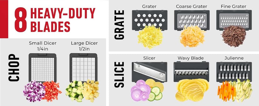 Mueller Pro-Series 10-in-1, 8 Blade Vegetable Chopper, Mandoline Slicer, Food Chopper with Container, Fruit Slicer, Kitchen Gadgets & Accessories, Home Essentials