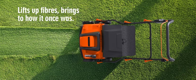 16” Artificial Turf Vacuum,1800w Grass Sweeper 15 Amp Lawn Sweeper Yard Power Brush with 45L Removable Leaf Collection Bag, Quick-Fold, Keeps Clear Sweepy Box, Orange