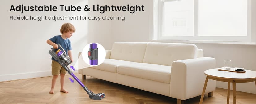 NADALY Cordless Vacuum Cleaner, 650W 55KPA 70Mins Vacuum Cleaners for Home, Anti-Tangle, Self-Standing Stick Vacuum Cordless Rechargeable, Lightweight Vacuum for Hardwood Floors/Pet Hair/Carpet