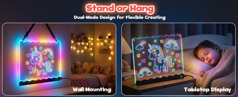 USB-C 10" Light Up Coloring Pad, 7 Color Doodle Glow Tablet, 7 Pens, 10 Tracing Sheets, Unicorn Birthday Gift Age 4 5 6 7 8 9 LED Drawing Board for Girls, Arts Gifts Kit and Crafts Toys for 3+ Year Old B0GDCX74KL