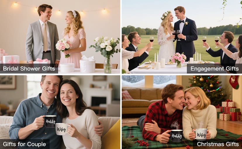 Christmas Gifts for Couples 2025, Wifey Hubby Mugs Set of 2 Coffee Mug, Bridal Shower Gift, Mr and Mrs Coffee Mug, Wedding Couples Gift for Bride Groom, Thanksgiving Gifts