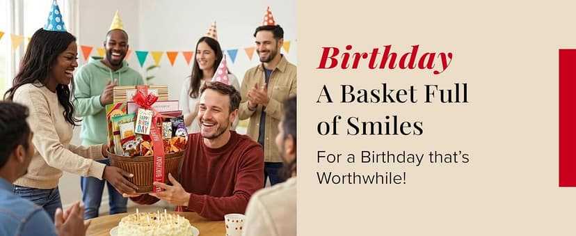 Broadway Basketeers Birthday Gift Basket – Gourmet Snacks & Sweet Treat Box with Cookies, Candy, Chocolates & more - Food Gift Basket for Women, Men & Families - Happy Birthday Surprise Box, Kosher