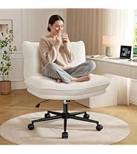 DurayLoly Big and Tall Office Chair with Adjustable Arms and Back, Ergonomic Office Chair with Footrest and Comfortable Fabric for Home Office, Bedroom,White