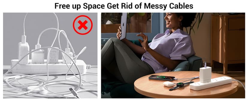 Temdan for Travel Essentials,3 in 2 USB C Cable for Apple Watch Charger/iPhone 17 Charger/Lightning,Multi Charging Cable Cord,Vacation Camping Essentials,Portable Designed for iWatch &iPhone 16-12-4FT