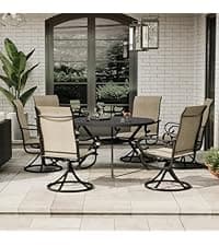 Patio Chairs Set of 4, Outdoor Dining Chairs Stackable for All Weather, Breathable Metal Modern Outside Furniture Chair for Pool Side, Garden, Backyard Deck, Brown