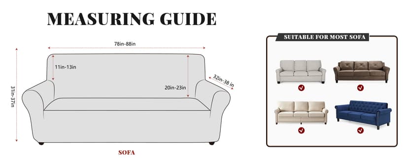 ANARACHON Sofa Cover, Couch Covers for Leather Couches, Stretch Sofa Covers with Leather-Like Texture, Washable, Non-Pilling, Non-Slip 1-Piece Couch Cover for Dogs, Cats and Kids (Sofa, Brown)