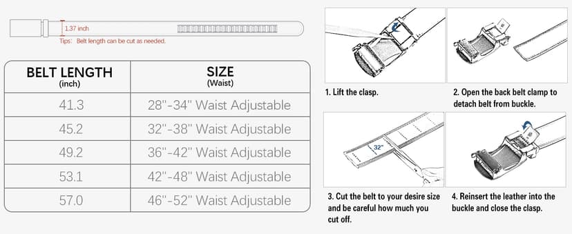 BOSTANTEN Mens Belt Leather Ratchet Belt For Men Dress and Casual with Adjustable Buckle, Trim to Fit