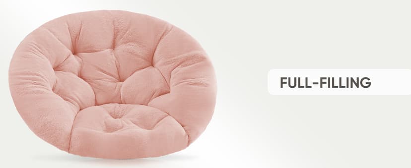 DUMOS Comfy Saucer Chair, Faux Fur Lounge Seasting XL Circle Chair for Bedroom, Dorm & Gaming, Foldable Fashion Accent Seat for Small Spaces, Folding Moon/Mushroom/Round Oversized Style
