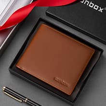 RUNBOX Genuine Leather Wallet for Men 12 Cards Mens Wallet Bifold Rfid Blocking with 2 ID Windows Card Holder Wallet with Gift Box