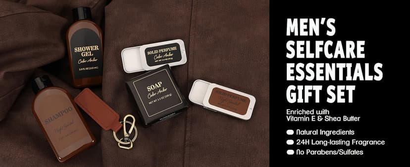 Self Care Bath Set for Man Thank You Gift Basket Regalos para Hombre Anniversary Christmas Fathers Day Gift for Him Gifts for Men 6 Pcs Cedar & Sandal Mens Gift Set, Birthday Gift Set for Men B0DJ7FNJJR
