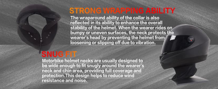 MOTO4U Motorcycle Helmet Skirt Wrap-Around Helmet Bib Wind & Rain Bib Helmet Warm Bib Detachable Long Type