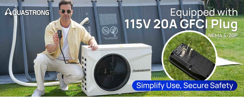 AQUASTRONG Inverter Swimming Pool Heat Pump,Pool Heater for Above Ground and Inground Pool Heating and Cooling Pool Heater, Smart WiFi Control Pools Up to, 7000 Gallons