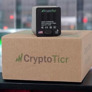 Bitcoin Ticker - Real-Time Crypto Price Display (1.54" Diagonal) for Top 1,000 Coins Like Bitcoin, Ethereum, Dogecoin, and 997 more. Compact Size, Ideal for Desk or Nightstand. Uses Wi-Fi.