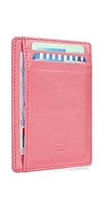 GH GOLD HORSE Slim RFID Blocking Card Holder Minimalist Leather Front Pocket Wallet for Women