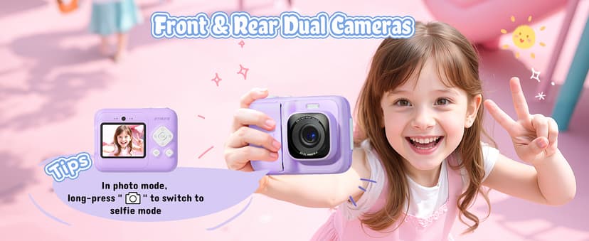 Kids Camera, 1080P Instant Digital Print Camera for Kids, Christmas Birthday Gifts for 4 5 6 7 8 9 10 Year Old Girls Boys, Portable Toy with 32GB SD Card & 3 Rolls Printing Paper, Purple