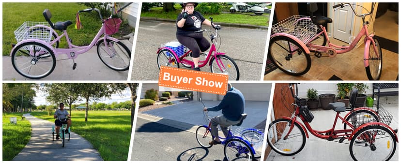 MOONCOOL Adult Tricycles 3 Wheel 7 Speed Trikes, 20/24/26 inch Adult Trikes 3 Wheeled Bike with Basket for Seniors, Women, Men