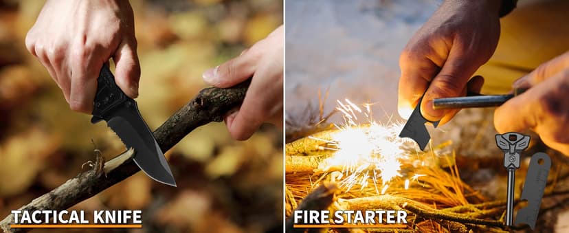 XKASE Survival Kit, Gifts for Men Dad Husband, Emergency Survival Gear and Equipment 19 in 1, Fishing Hunting Birthday for Men, Camping Accessories, Cool Gadget, Camping Essentials