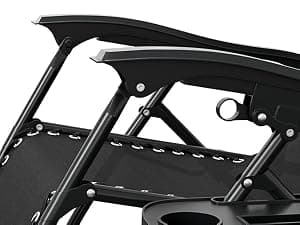 Garvee Zero Gravity Chair Set of 2, Patio Lounge Chair Outdoor with Pillow & Cup Holder Tray, Adjustable Reclining Chair, Folding Portable Camping Chair for Deck, Beach, Yard, Garden - Black