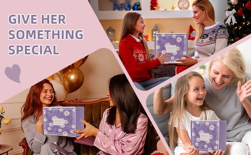 Birthday Gifts for Women Friendship, Teen Girls, Girls, Unique Cute Birthday Gift Box For Girl, Her, Sister, Daughter, Friends, Ideas Cute Daisy Aesthetic Glass Cups Gifts Set (Purple)