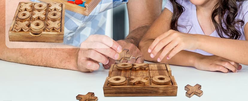 Glintoper Tic Tac Toe & 4 in a Row Tables Game Set, Classic Board Line Up 4 for Living Room Rustic Table Decor and Use as Game Top Wood Guest Room Decor Strategy Board Games for Families