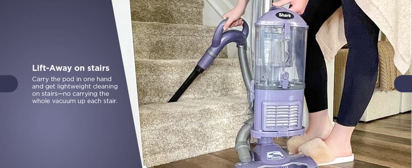 Shark NV352 Navigator Lift Away Upright Vacuum, Hepa Filter, Anti-Allergen Technology, Swivel Steering, Ideal for Carpet, Stairs, & Bare Floors, with Wide Upholstery & Crevice Tools, Lavender