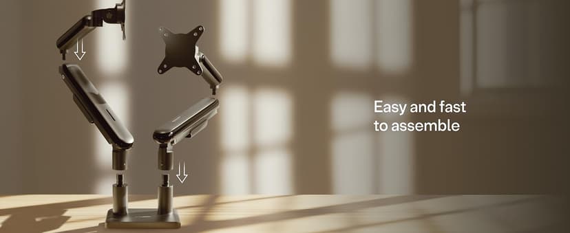 Desktronic Dual Monitor Arm — PowerSpring Technology for 2 Monitors, Up to 34" & 17.6 lbs Each, 360° Rotation, VESA 75/100 Compatible, Ergonomic Design for Home Office & Gaming Setup
