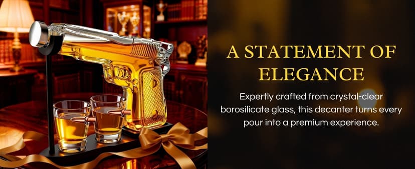 Gifts for Men Dad, 10.1 Oz Whiskey Gun Decanter Set + 2 Bullet Glasses - Unique Birthday Pistol Gift Ideas Daughter Son, Personalized Liquor Dispenser - Scotch Bourbon Vodka, Him, Brother Husband