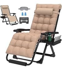 ZENPETIO Oversized Zero Gravity Chair, 33In XXL Zero Gravity Recliner Lounge Chair, Anti Gravity Chair for Indoor and Outdoor, Reclining Camping Chair for Lawn and Patio w/Cushion and Footrest, 500LBS